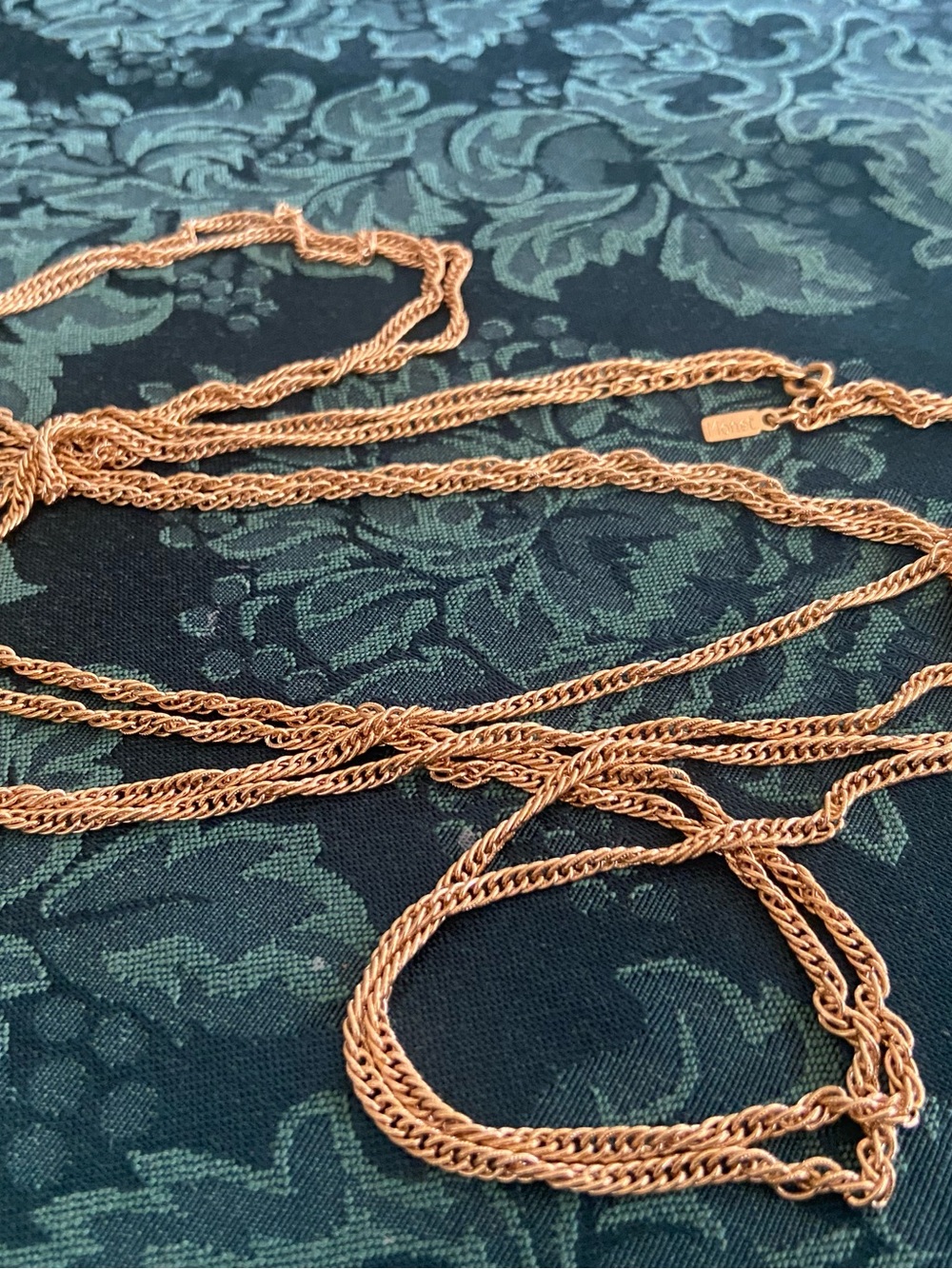 Vtg Signed Monet Gold Tone 54” Long Double Strand Chain Necklace - Women Jewelry